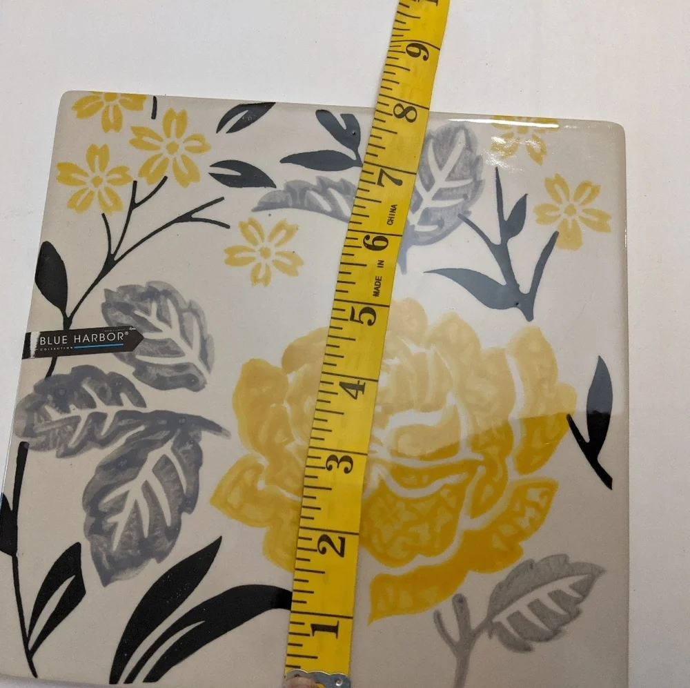 Pela Studio Trivet Ceramic Petals Yellow/Gray Floral New